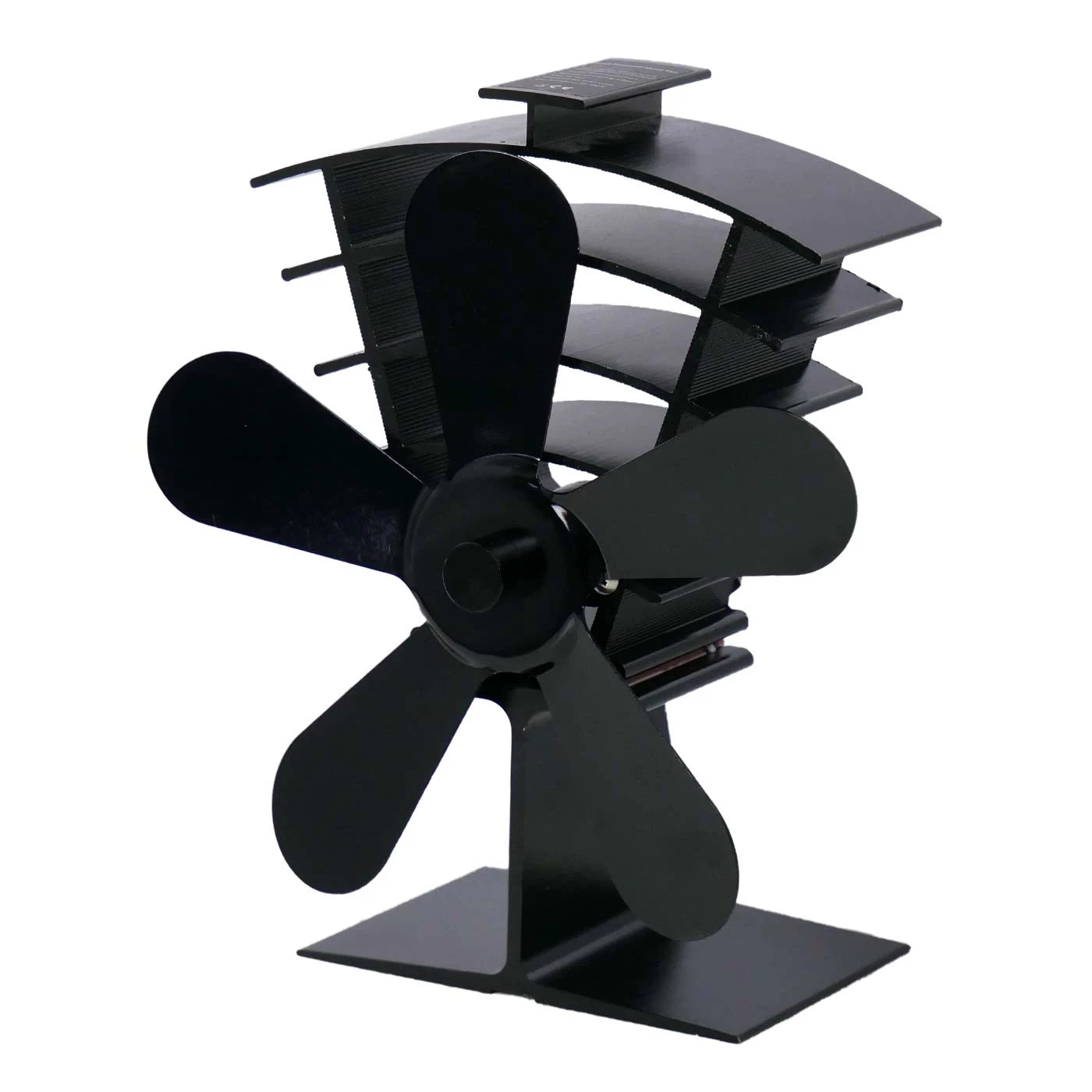 Black Heat-Powered Stove Fan – 5 Blades | Steel