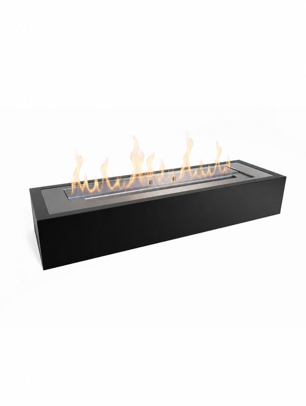 Bioethanol burner insert, 65 cm, lit with a realistic flame, studio hero view