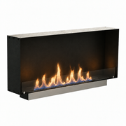 Foco One 1200 Slim - lit ethanol flame, angled studio view