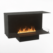 Foco Myst Corner Right 1000 water vapour fireplace, studio shot with realistic Opti-myst flame effect
