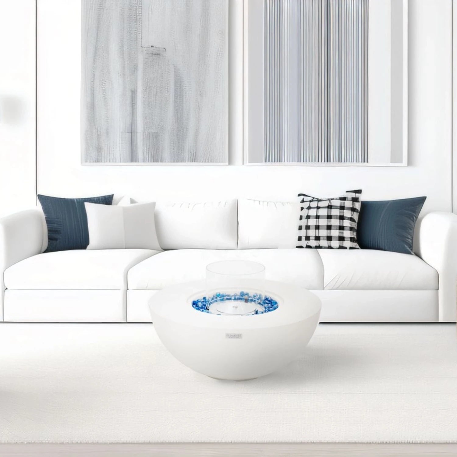 FOYER ROCA Cheminée bioéthanol – Blanc crème. Offrez-vous une atmosphère raffinée et enveloppante, conforme à la norme EN 16647, avec assistance française et vidéos de démonstration en showroom.
