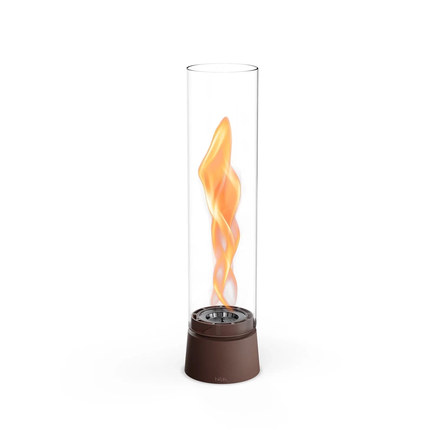Höfats SPIN Air 900 Oxyde Red tabletop bioethanol fireplace with high cylindrical glass