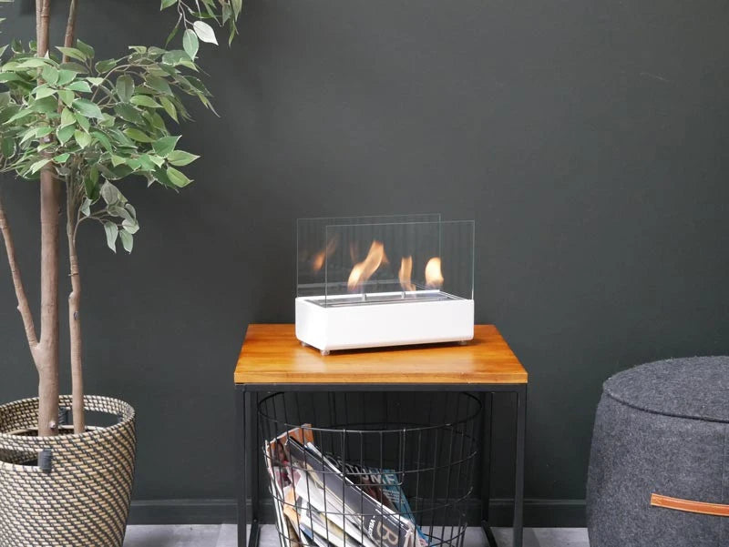 Bio-ethanol tafelhaard met glas - Wit