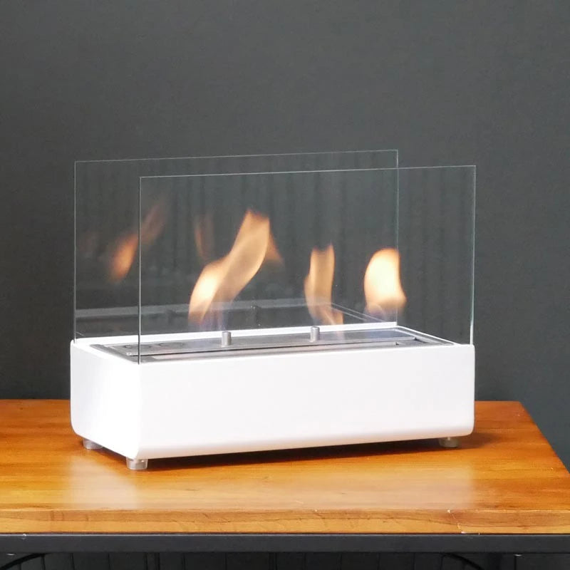 Bio-ethanol tafelhaard met glas - Wit