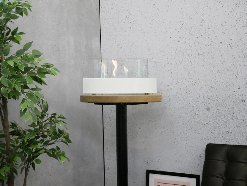 Cheminée éthanol de table ovale en blanc