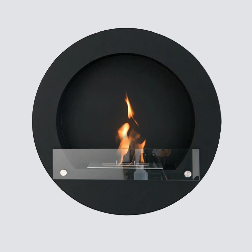 Ronde bio-ethanol wandhaard - Zwart