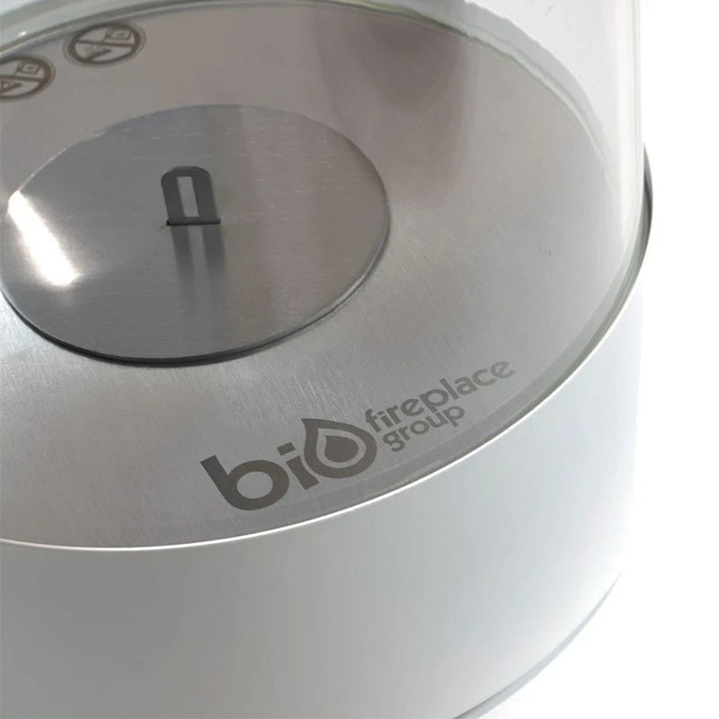 Southwark White - Ronde bio-ethanol tafelhaard met glas