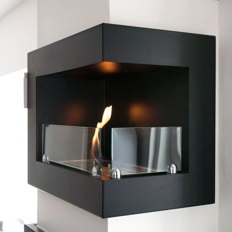 Cheminée d'angle en noir 50 cm - Droite