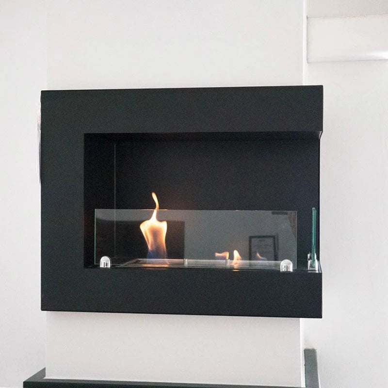 Cheminée d'angle en noir 50 cm - Droite