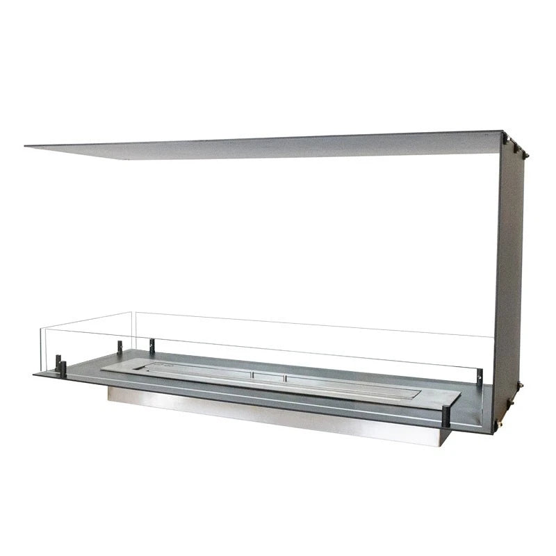 Foco Room Divider 1000 bioethanol fireplace with three-sided flame view.