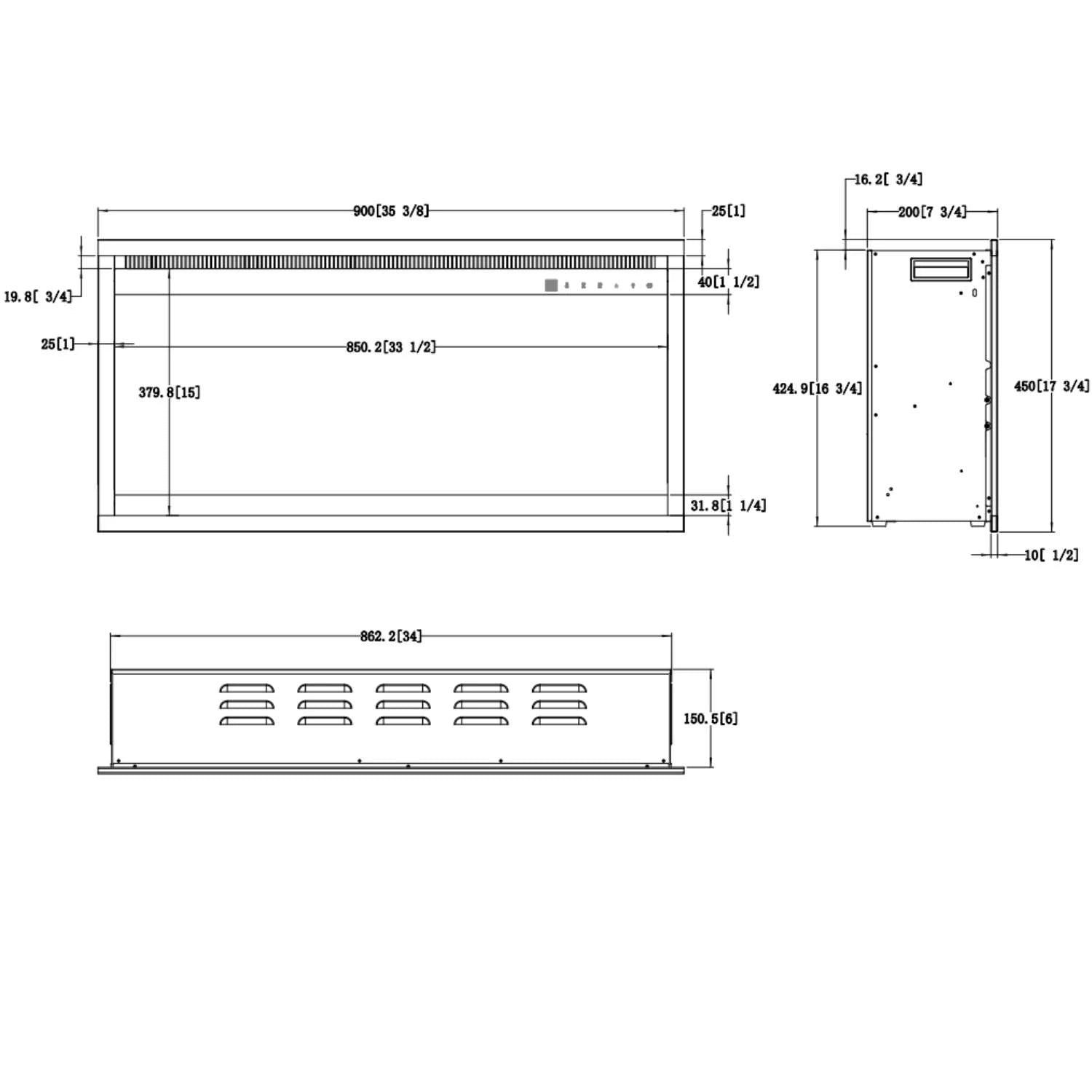 Aflamo 3D Elektrische Haard Inzetstuk 35" (90 cm)