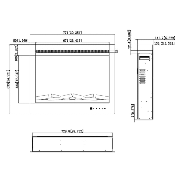 LED Pro elektrische inbouwhaard - 80 cm