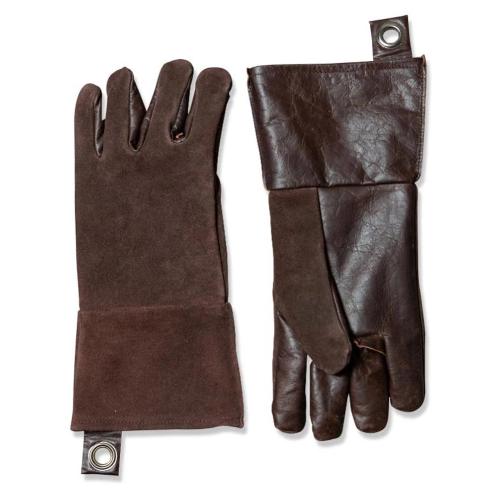 Gants de barbecue en cuir marron foncé - Lot de 2