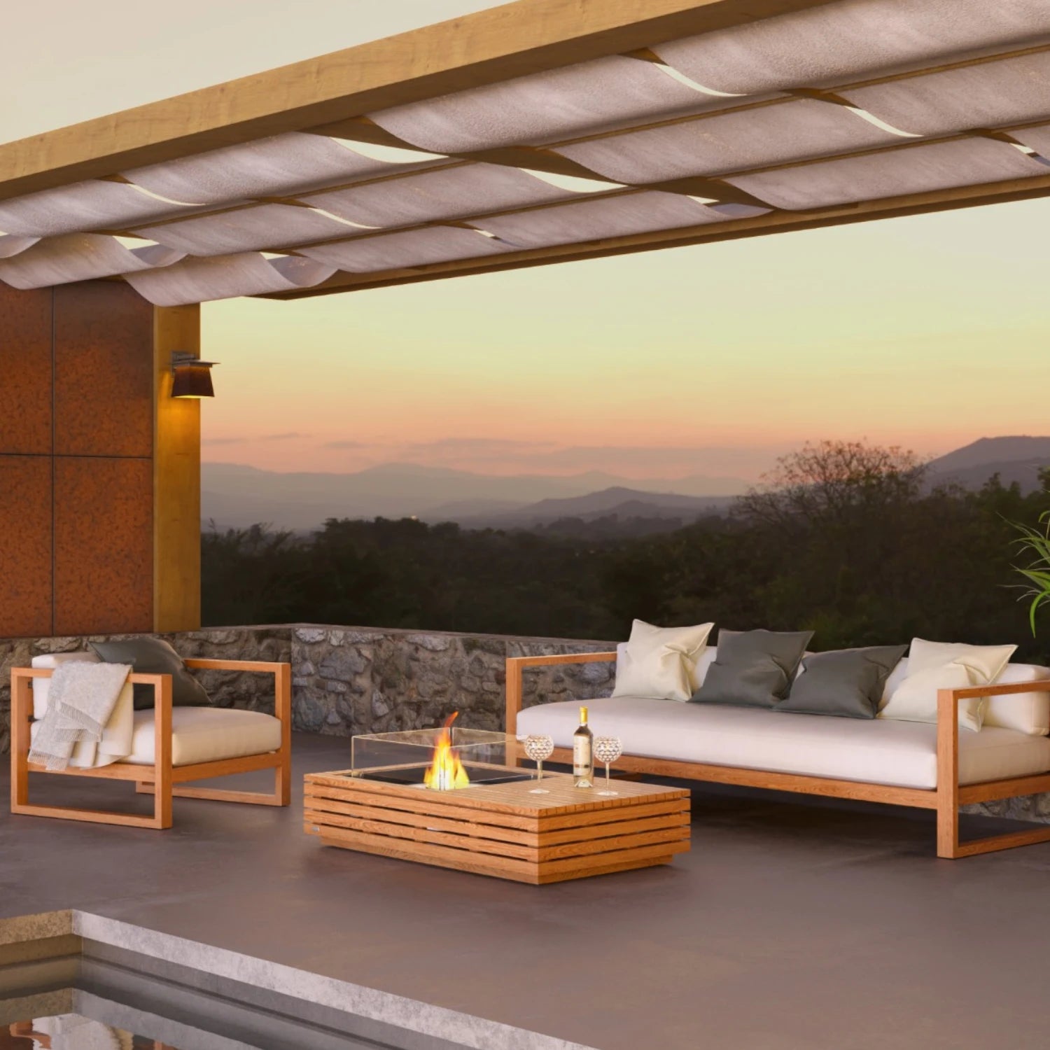 Manhattan 50 - Teak Bioethanol Fire Pit