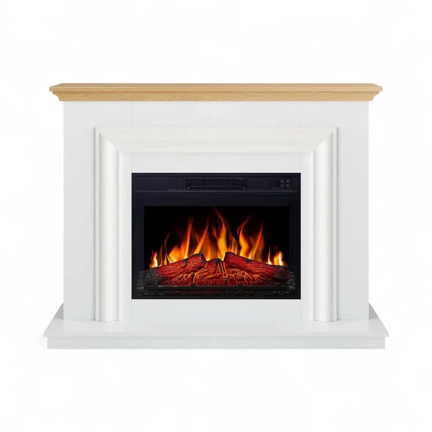 Marbelya Electric Fireplace Suite – White / Natural Oak