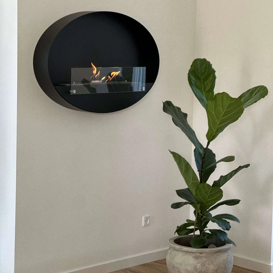 Maryland - zwarte ovale bio-ethanol wandhaard