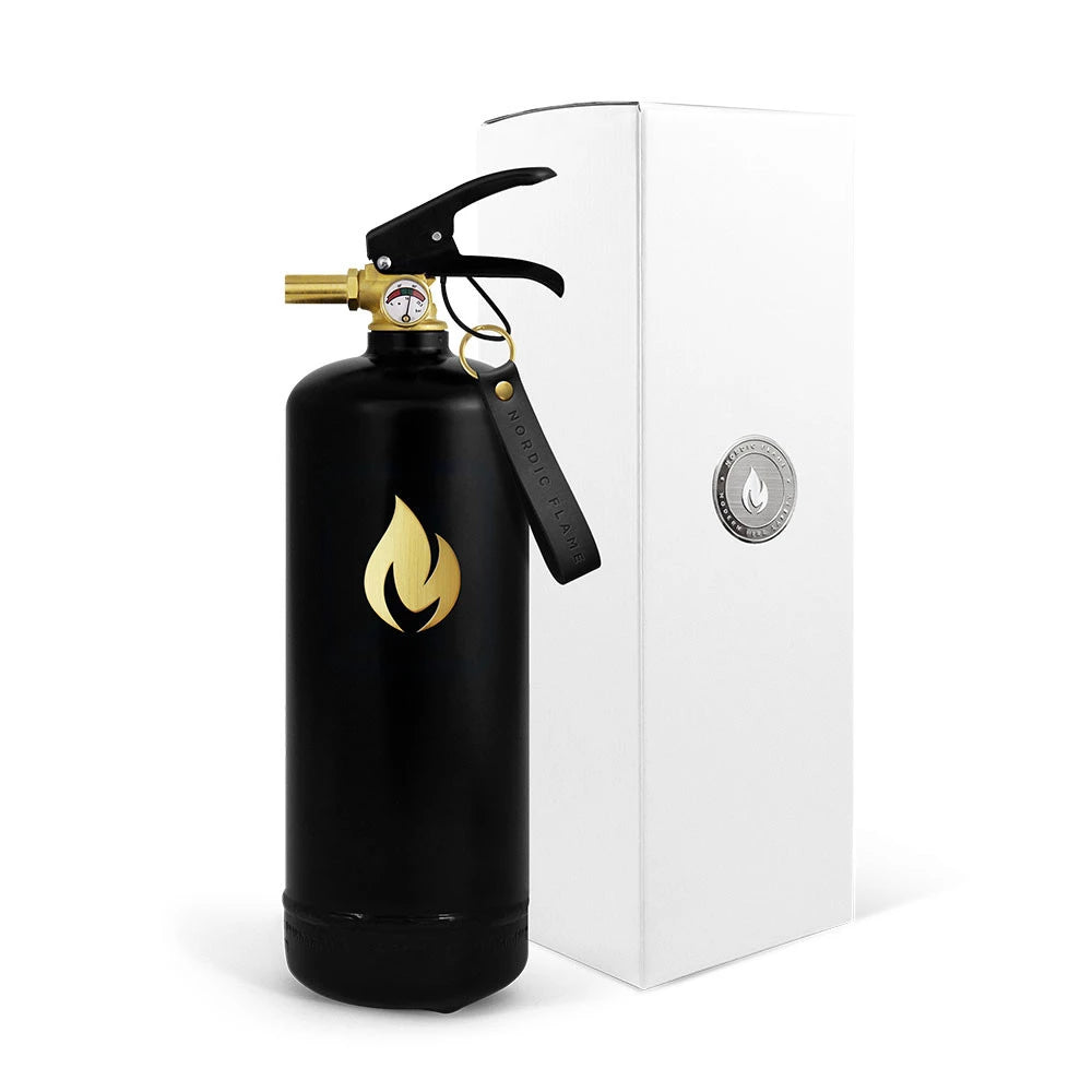 Zwarte brandblusser 2 kg - Gouden embleem