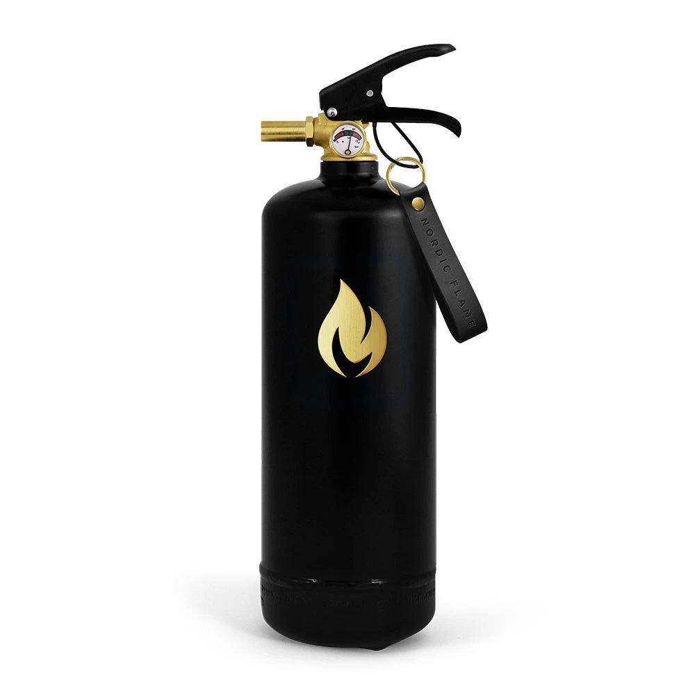 Zwarte brandblusser 2 kg - Gouden embleem