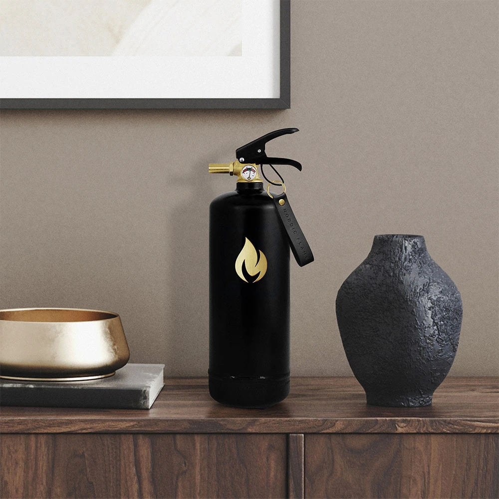 Zwarte brandblusser 2 kg - Gouden embleem