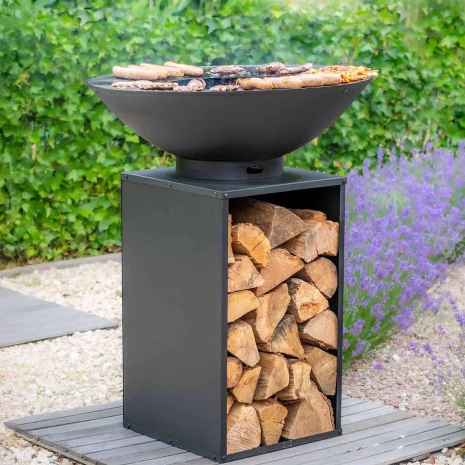 Onyx Vuurschaal met Grill en Houtopslag - Ø60