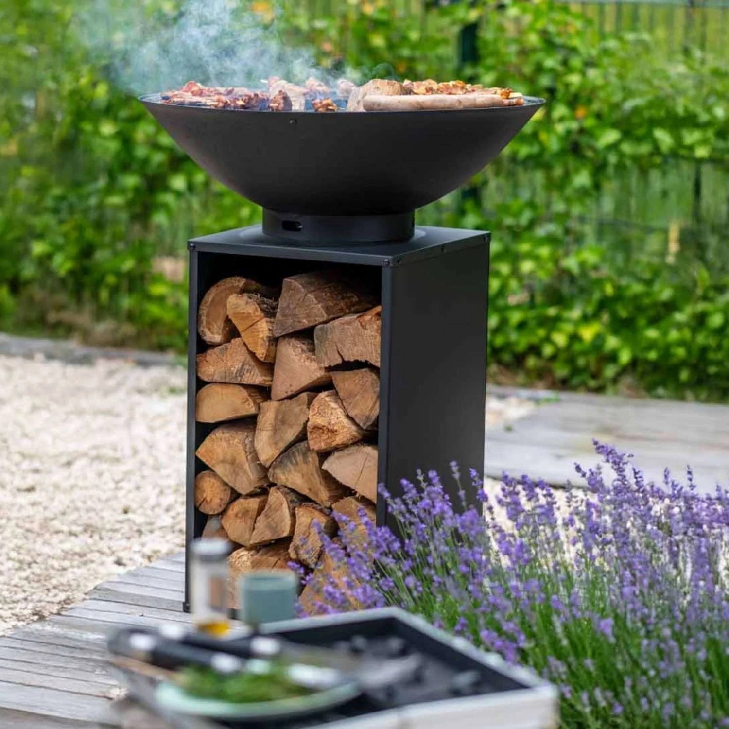 Onyx Vuurschaal met Grill en Houtopslag - Ø60