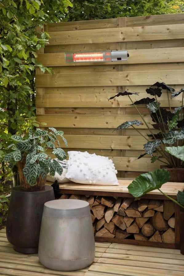 Banc avec Stockage de Bois en Acier Corten