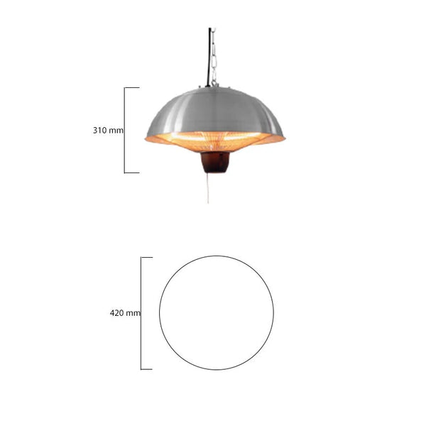 Terrasverwarmer Hangend 600-1500 W, Zilver