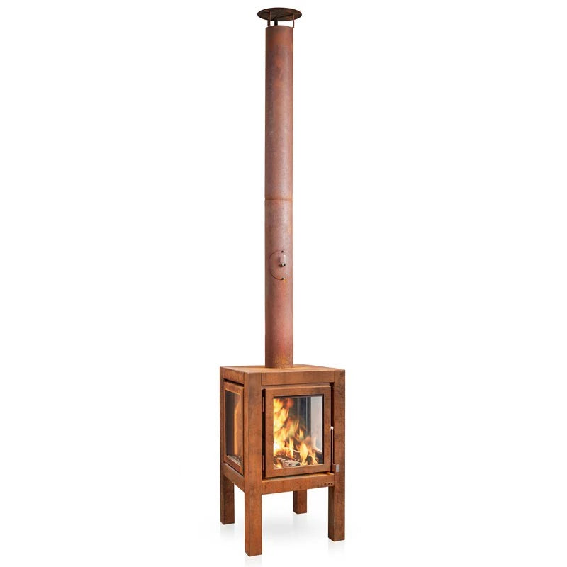 Quaruba XL rusted steel outdoor fireplace