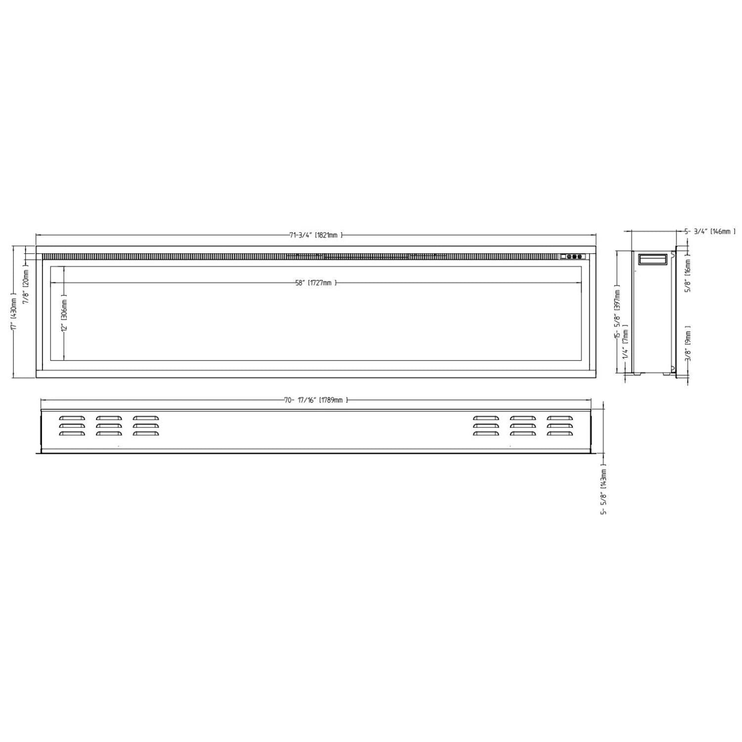 Elektrische wandhaard Royal 72" - 182 cm