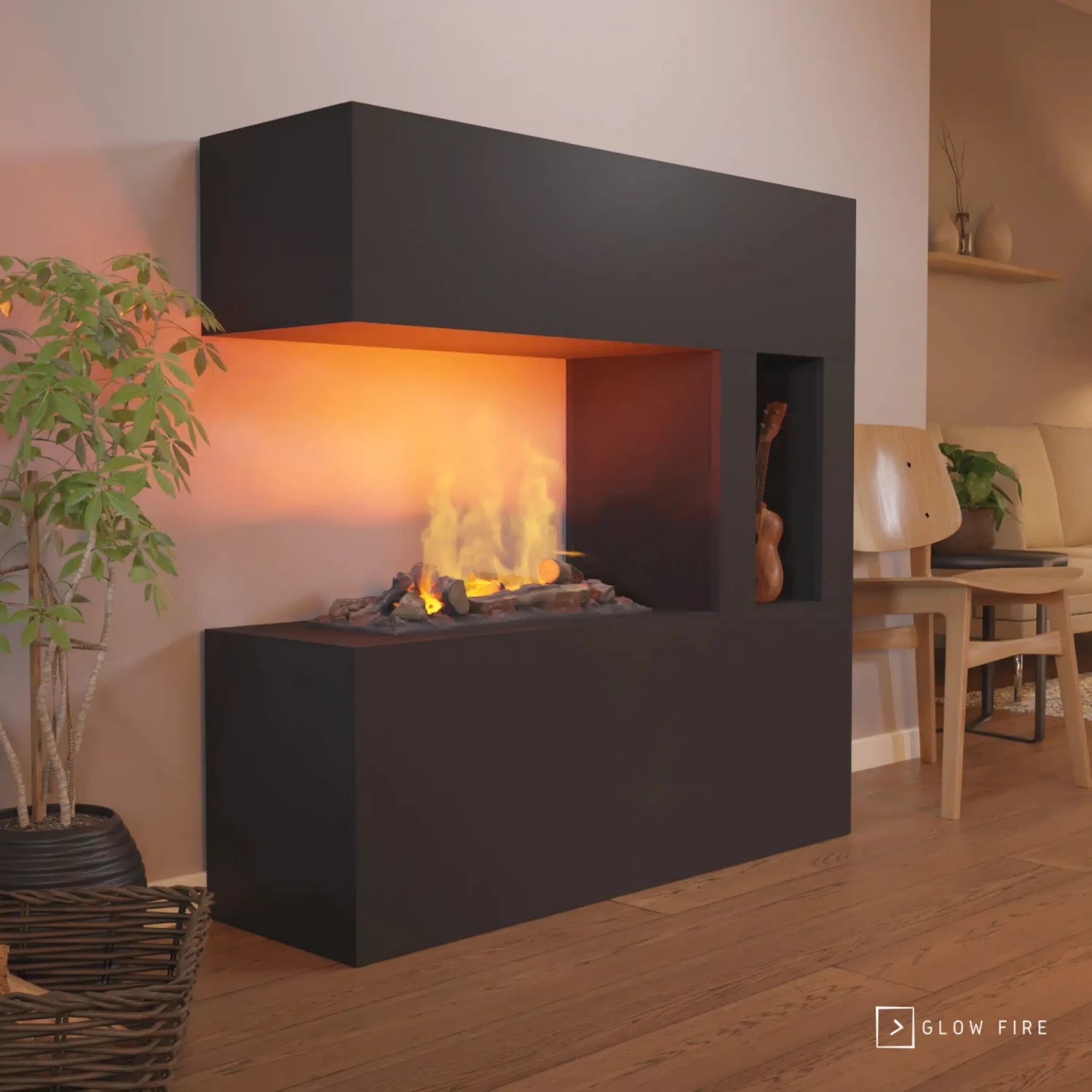 Schiller Pocket Black - OMC 600 | Freestanding Water Vapour Fireplace