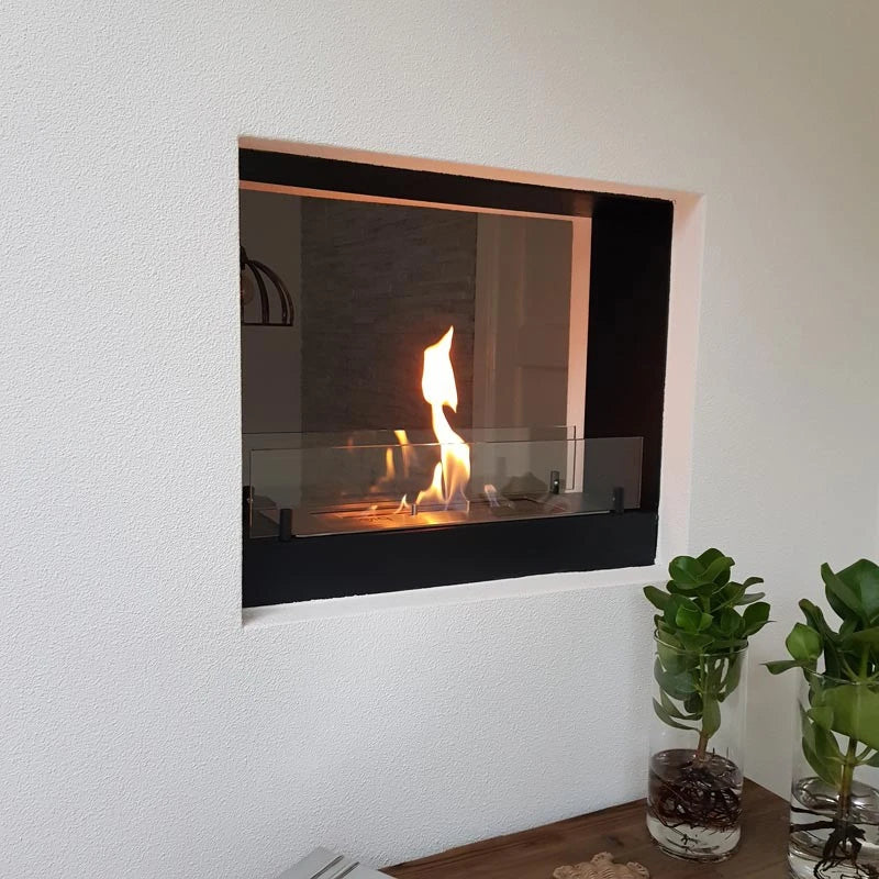 Cheminée bio encastrable double face de 60 cm - Noir