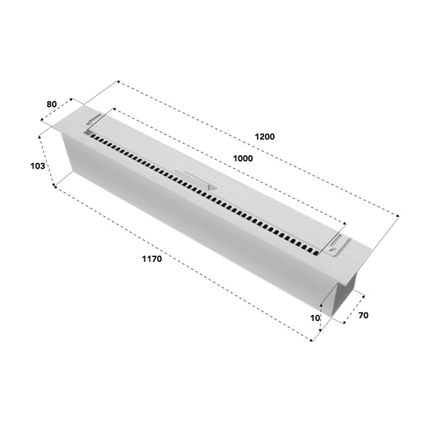 Slimline brander - 120 cm