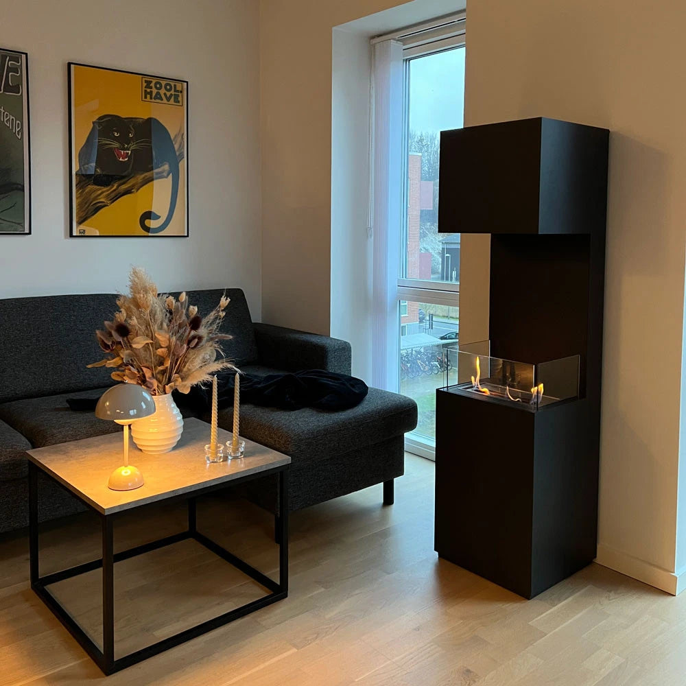 Open 3-zijdige bio-ethanol haard - Zwart