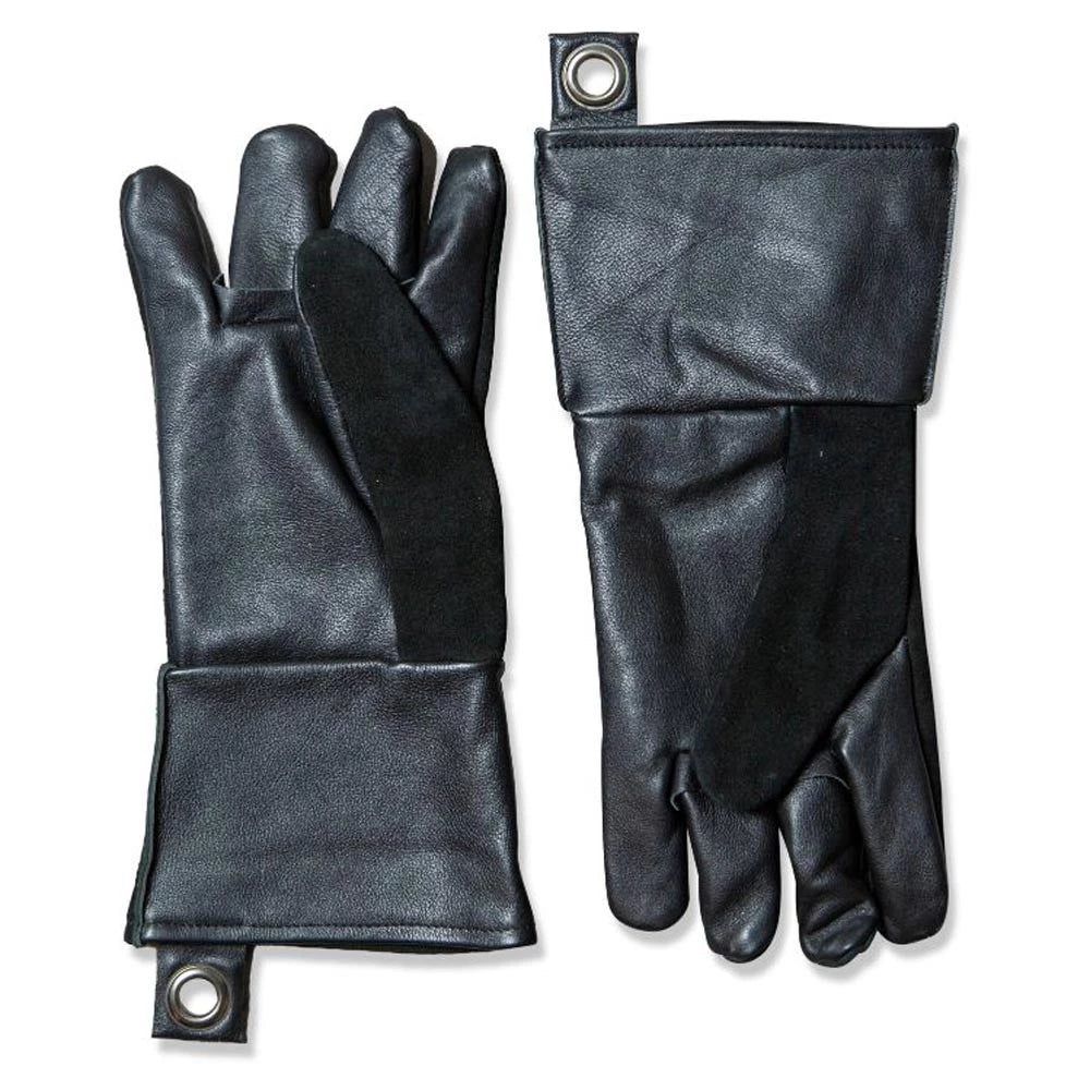 Gants de barbecue en cuir noir - 2 pièces.