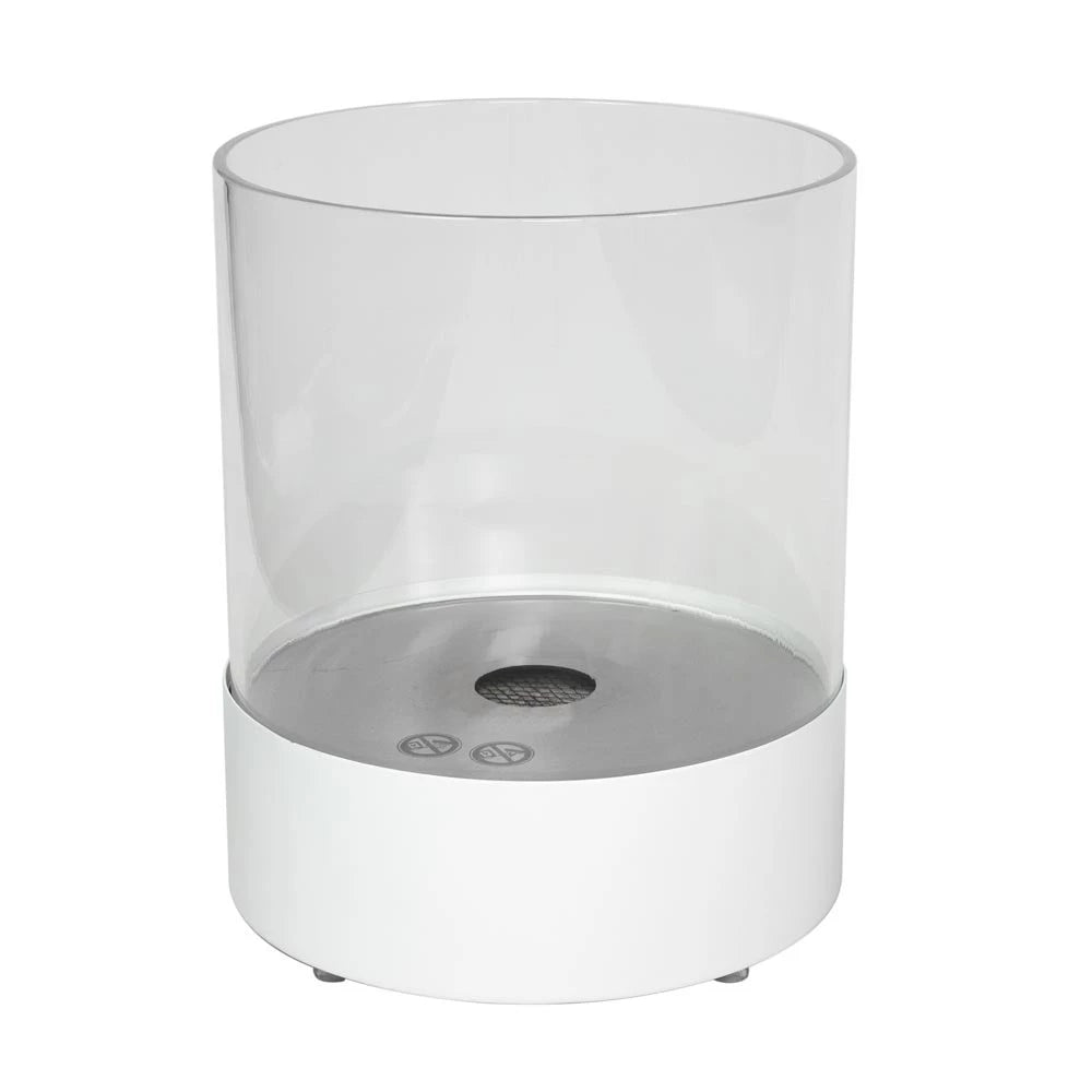 Southwark White - Ronde bio-ethanol tafelhaard met glas