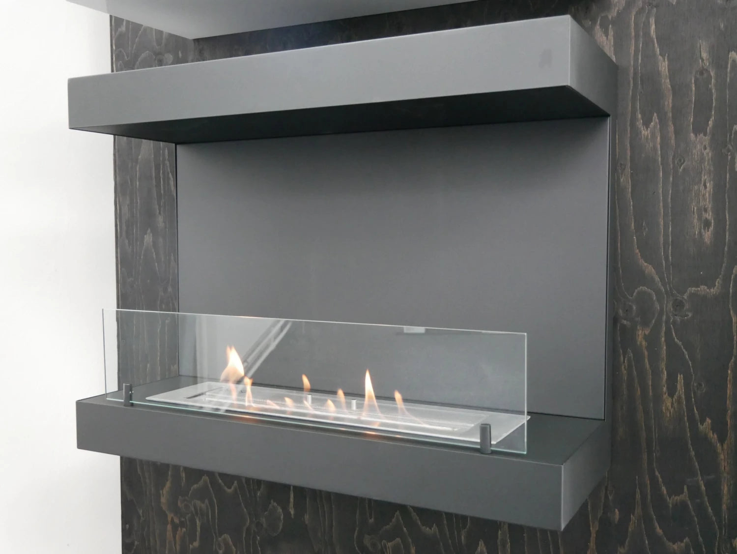 Dakota - Driezijdige bio-ethanol wandhaard 80 cm - Zwart