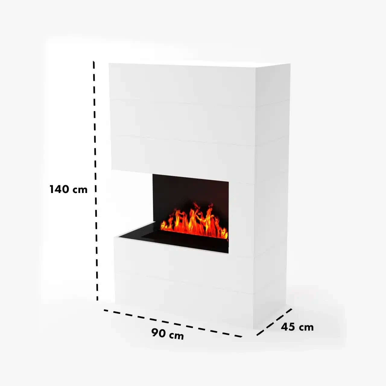 Tucholsky Right Corner White - OMC 600 | Freestanding Water Vapour Fireplace