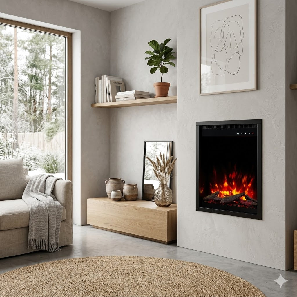 elektrische verticale haard in de muur