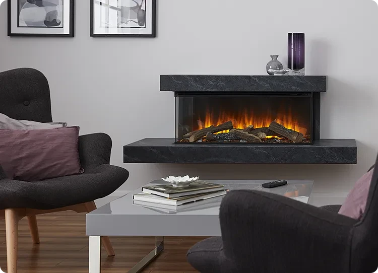 cheminée électrique murale avec cadre en marbre de British Fires