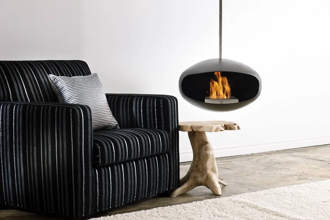 Cocoon Aeris black ceiling fireplace